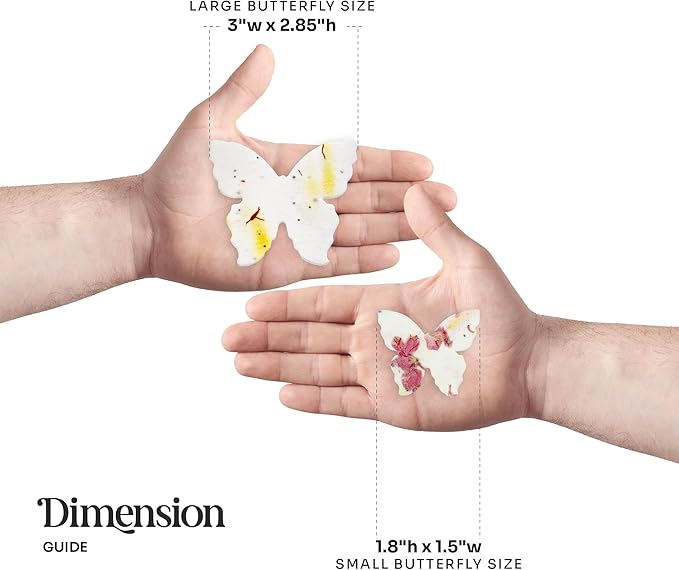 50 pcs Small Seed Paper – Pink and Yellow Plantable Wildflower Butterflies for Bridal Shower, Wedding Gift, Birthday, Mother's Day & Other Milestone Celebrations