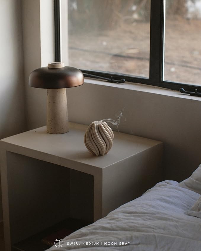 LAWA Swirl Candle - Beautiful Handmade Pillar Scented Soy Wax Twirl Elegant Bubble Aesthetic Candle Housewarming Gift Home Room Shelf Decor Idea Spiral White (Small)