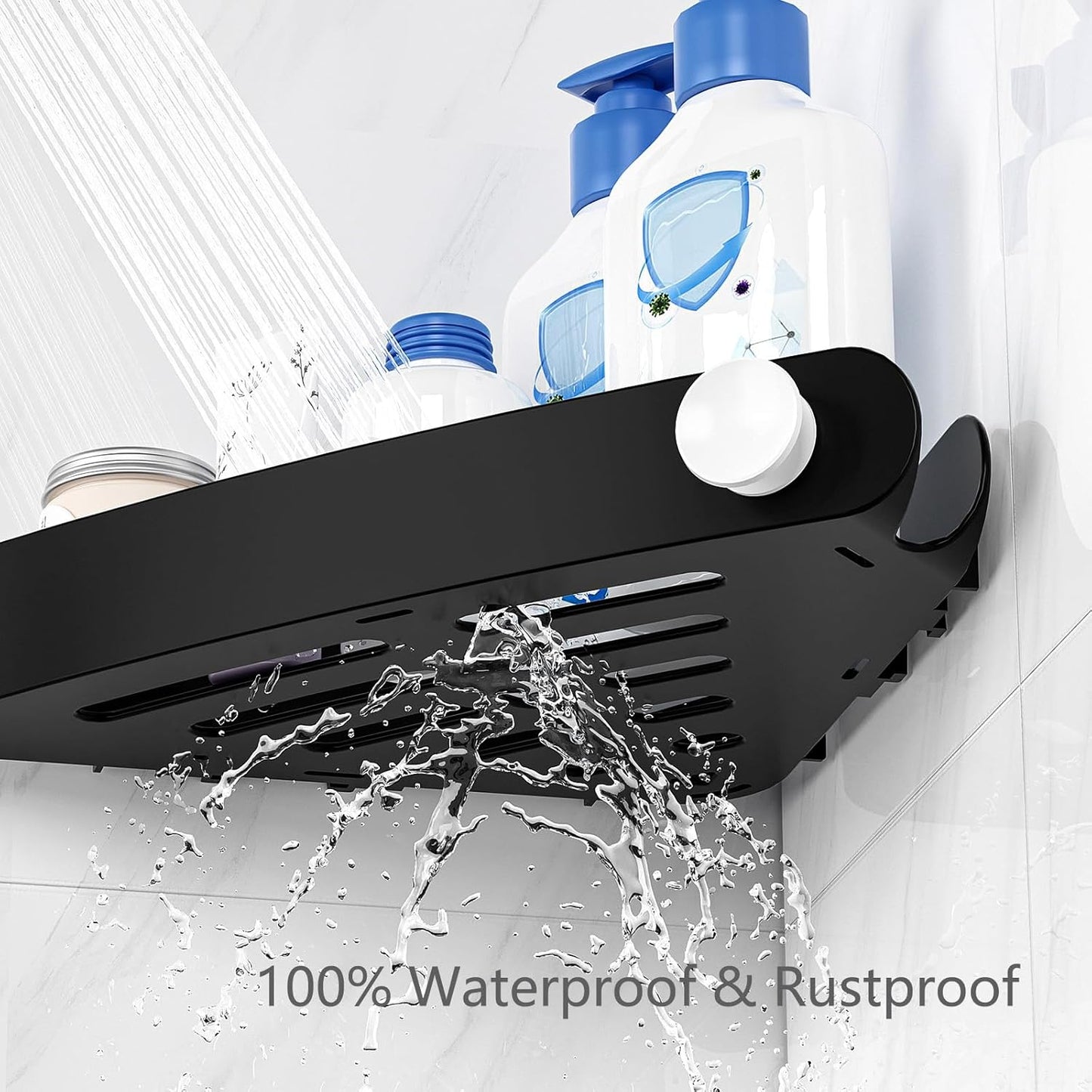 Sotfamily Shower Caddy Corner, 2 Pack Adhesive Corner Shower Shelves for Bathroom Organizers and Storage, Rust Free Plastic Rack for Bathroom Accessories & Decor, Black