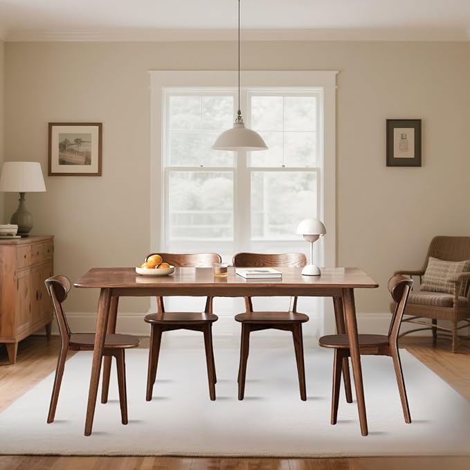 100% Solid Oak Wood Dining Chairs Set of 4 - Practical Kitchen Chairs - Wood Dining Chair for Dining Room, Kitchen (Walnut)