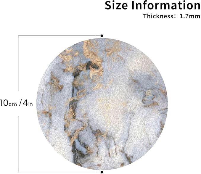 White Gray Gold Marble Coasters Set of 6 Coasters for Drinks Absorbent Double-Sided Leather PVC Coaster for Tabletop Protection Coffee Table Decor Ideal for Home Decor House Warming Gifts