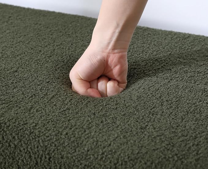 Modern Green Storage Ottoman Bench - Upholstered Boucle Teddy Fabric 50" End of Bed With Sherpa Seating for Bedroom/Entryway/Living Room/Window