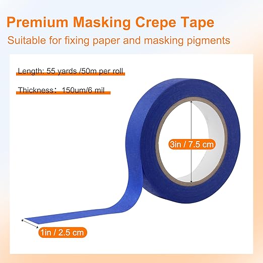 Painters Tape 10 Rolls, Masking Tape 1 Inches x 55 Yards,Gentle Adhesive,Protects Delicate Surfaces, Painting Tape for Walls, Labeling, Decorating,Crafts,DIY,No Residue,Easy Removal,Blue