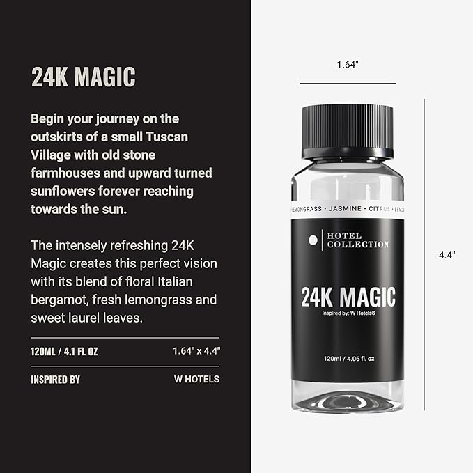 Hotel Collection Diffuser Oil - 24K Magic - Aromatherapy Essential Fragrance Oil - Citrus, Lemongrass, and Jasmine - 120mL 4.1 Fl oz