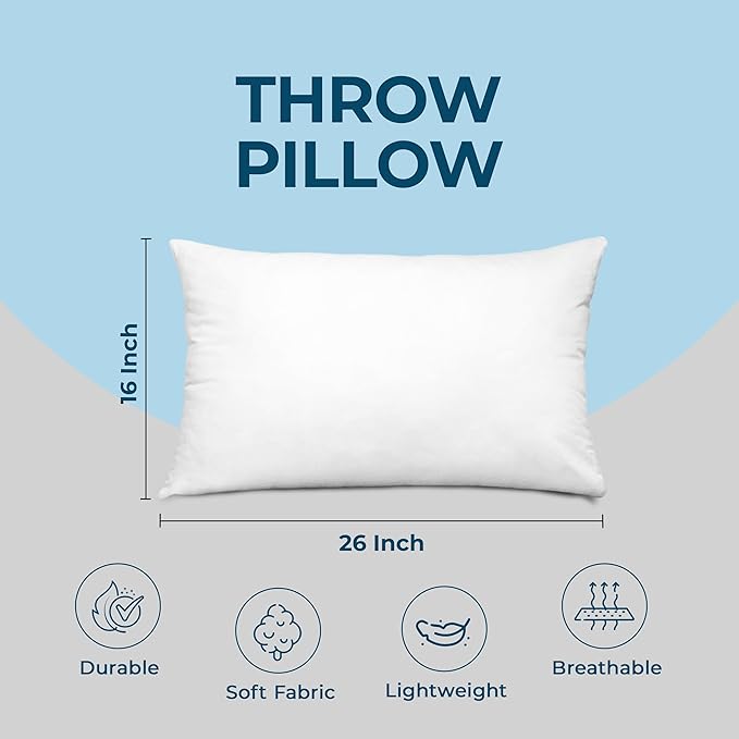 Utopia Bedding Throw Pillows (Set of 4, White), 16 x 26 Inches Pillows for Sofa, Bed and Couch Decorative Stuffer Pillow