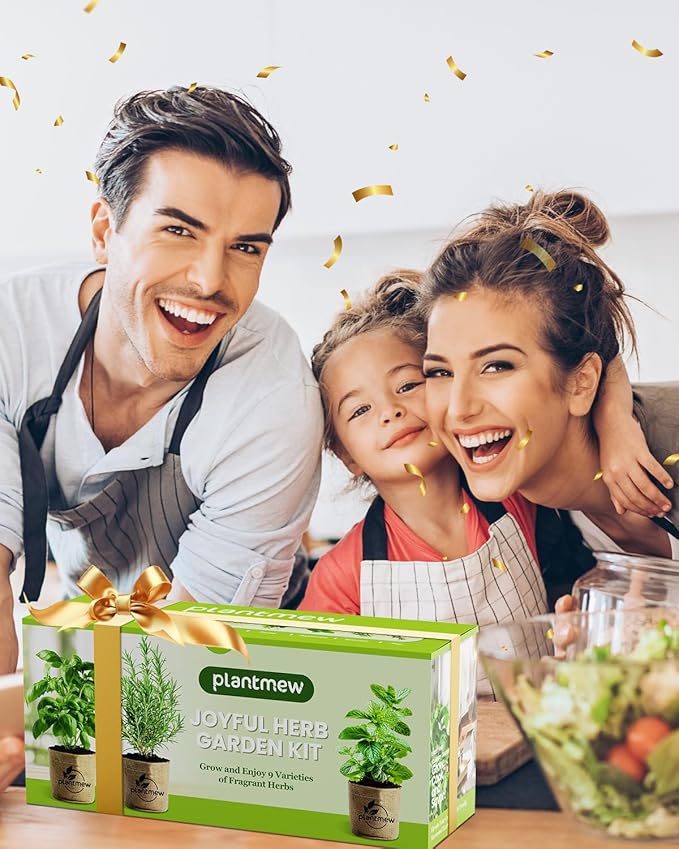 Christmas Gifts for Mom, Women, Her - 9 Herb Indoor Garden Starter Kit with Pots, Soil & Tools - Unique Birthday Gifts for Women, Housewarming Present for Wife - Grow Kitchen Windowsill Herbs