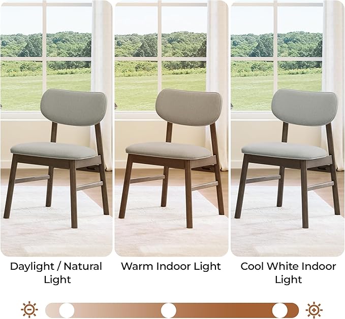 CHITA Upholstered Dining Chairs Set of 2, Mid Century Modern Kitchen & Dining Room Chairs, Solid Wood Frame in Walnut, Chenille Fabric in Silver (Gray)