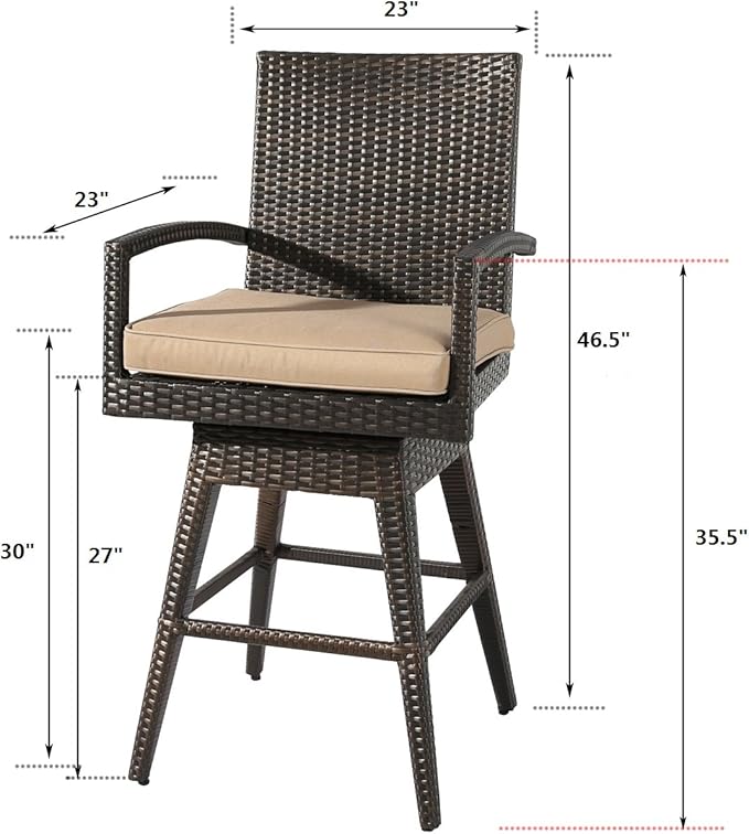 Ulax Furniture Outdoor Wicker Bar Height Stools
