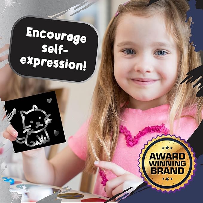 PURPLE LADYBUG Silver Holographic Scratch Art Mini Notes - Scratch Art for Kids, Summer Activities, Camping Games for Ages 4-8