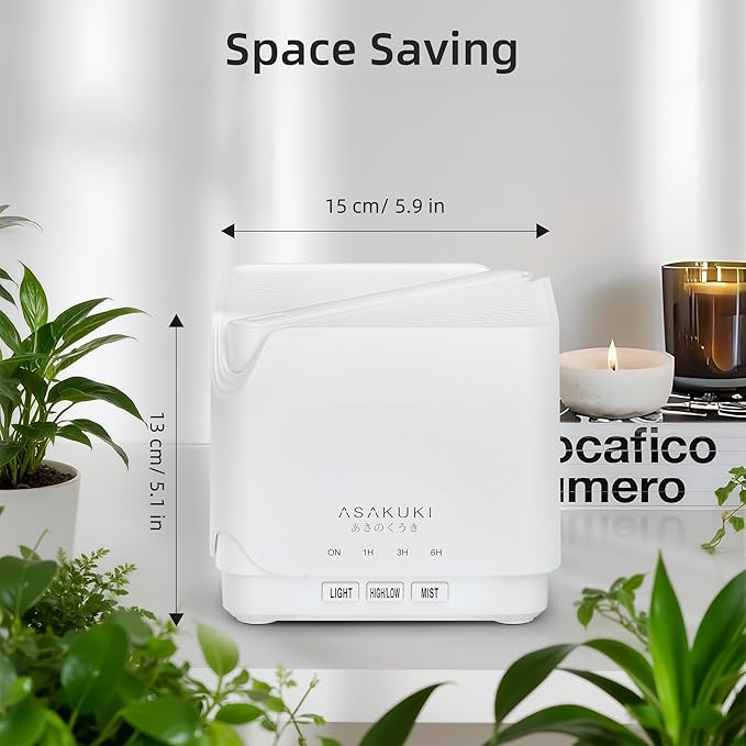 ASAKUKI Essential Oil Diffuser, Multifunctional Ultrasonic Aromatherapy Fragrant Oil Vaporizer Humidifier with Timer, Auto-Off Safety Switch, and 7 LED Light Colors, 700 ml (White)