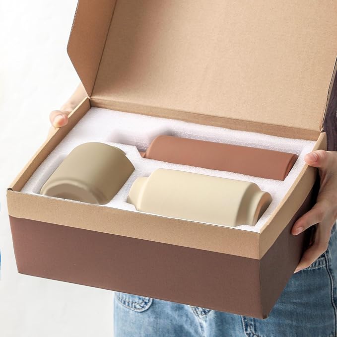 Ceramic Vase Set of 3, Modern Decorative Vases for Home Decor, Small Flower Pottery Vase Sets, Boho Farmhouse Rustic Vases for Living Room, Kitchen, Bedroom, Bathroom, Shelf, Table