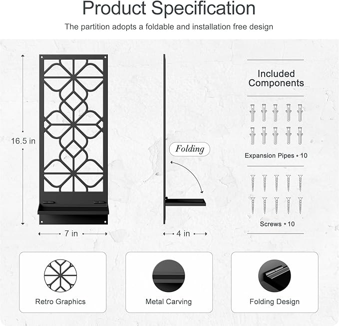 Black Metal Wall Art Decor, Minimalist Retro Line Wall Candle Holder Set of 2, for Living Room, Dining Room, Bedroom, Bathroom (16.5 x 7 in)