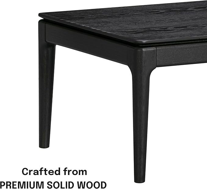 NTC Mingle Modern Wooden Rectangle Coffee Table with Hidden Drawer – Waterproof & Heat Resistant, Burnt Black