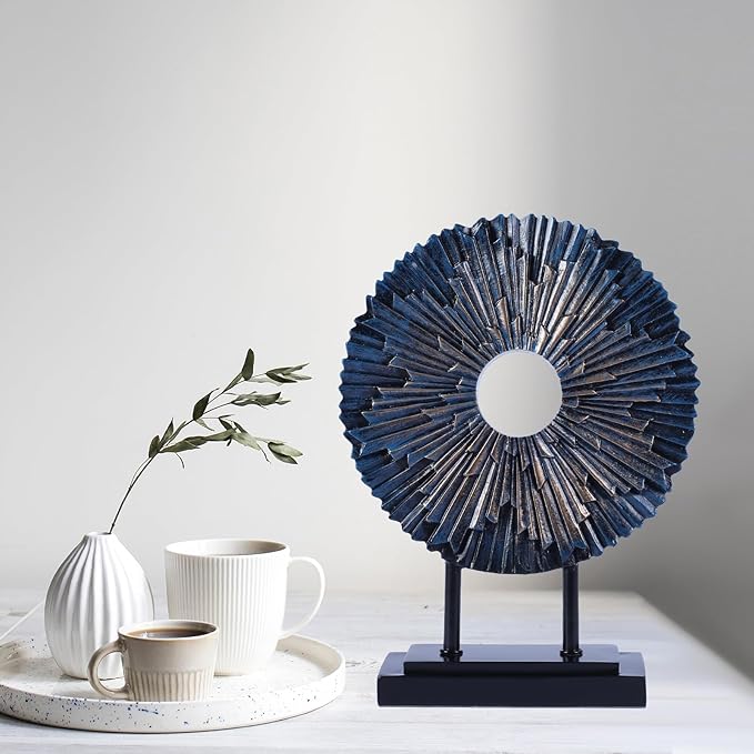 Minimalist Round Statue Above Cabinet Decor Kitchen, Modern Decorative Sculpture Home Decorations for Living Room Coffee Table, Office Decor Items, Center Pieces Decoration (Blue)