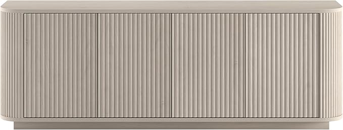 Henn&Hart Rectangular TV Stand for TV's up to 75" in Beech White, for Home, Living Room, Bedroom, Entertainment Room, Office