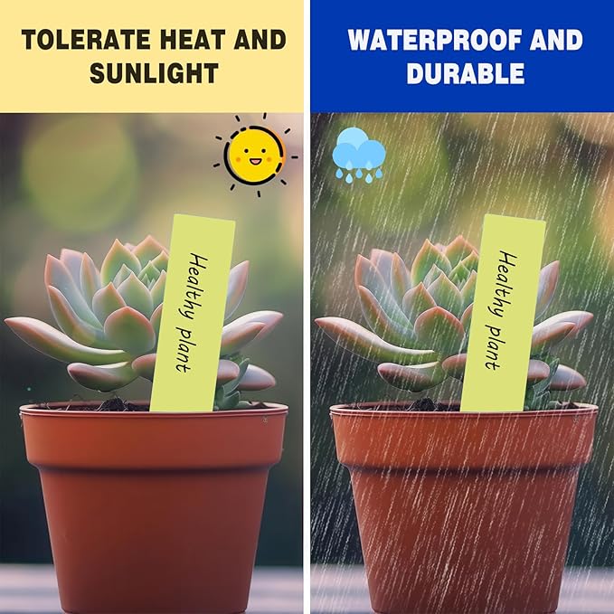 Plant Labels 200 Pcs Yuanling for Seeding Plastic Waterproof Plant Name Tags Garden Labels Marker Garden Pots Stakes for Outdoor Potted Plants Belt Permanent Marking Pen (Yellow)