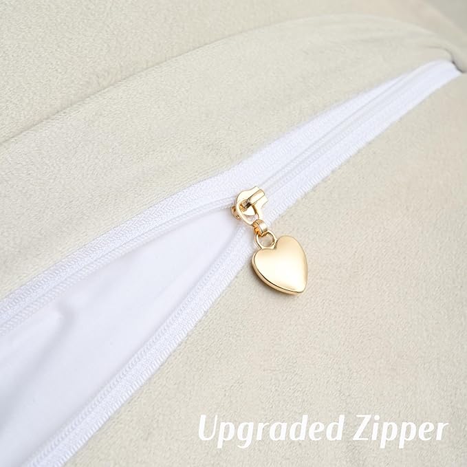 FUTEI Cream White Chenille Throw Pillow Covers 24x24 Inch Set of 2,Soft Cozy Bound Edge Design European Cushion Cover,Home Decor for Couch Bed Living Room