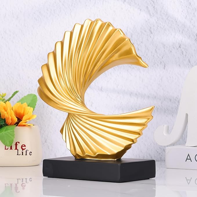 Gold Wave Sculpture,Modern Ocean Wave Home décor Accents Ornament,Resin Art Statue Home Decor Aesthetic,Shelf Decor,Coffee Table Decor Tv Stand Decor Adornos para Sala Modernos