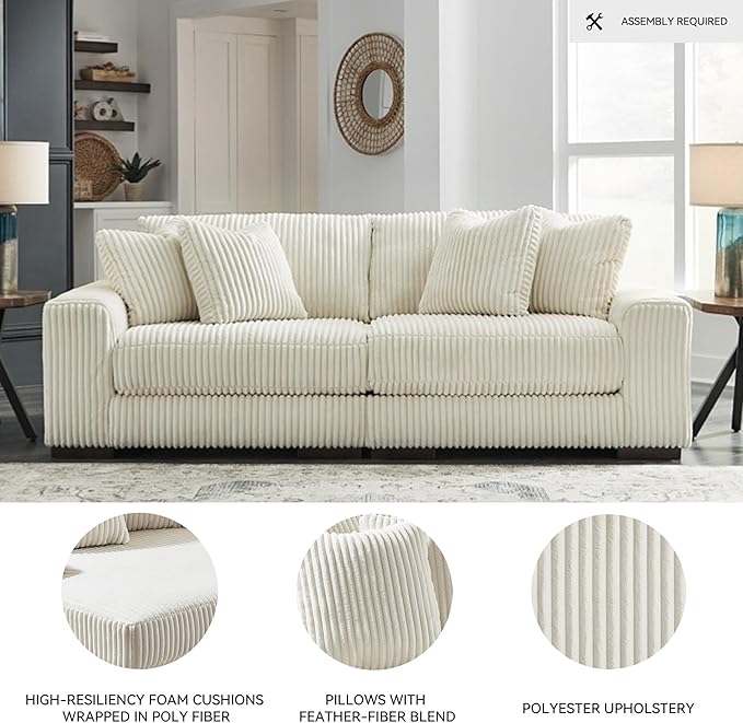 Signature Design by Ashley Lindyn Contemporary 2-Piece Sofa with Reversible Cushions, White