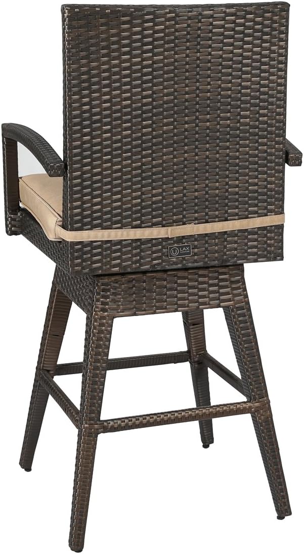 Ulax Furniture Outdoor Wicker Bar Height Stools