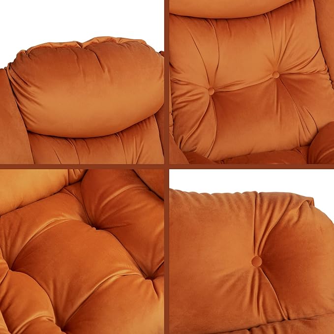 HollyHOME Modern Fabric Large Lazy Chair, Accent Oversized Comfy Reading Chair, Thick Padded Cozy Lounge Chair with Armrest, Leisure Sofa Chair for Living Room, Bedroom, Dorm, Reddish Brown