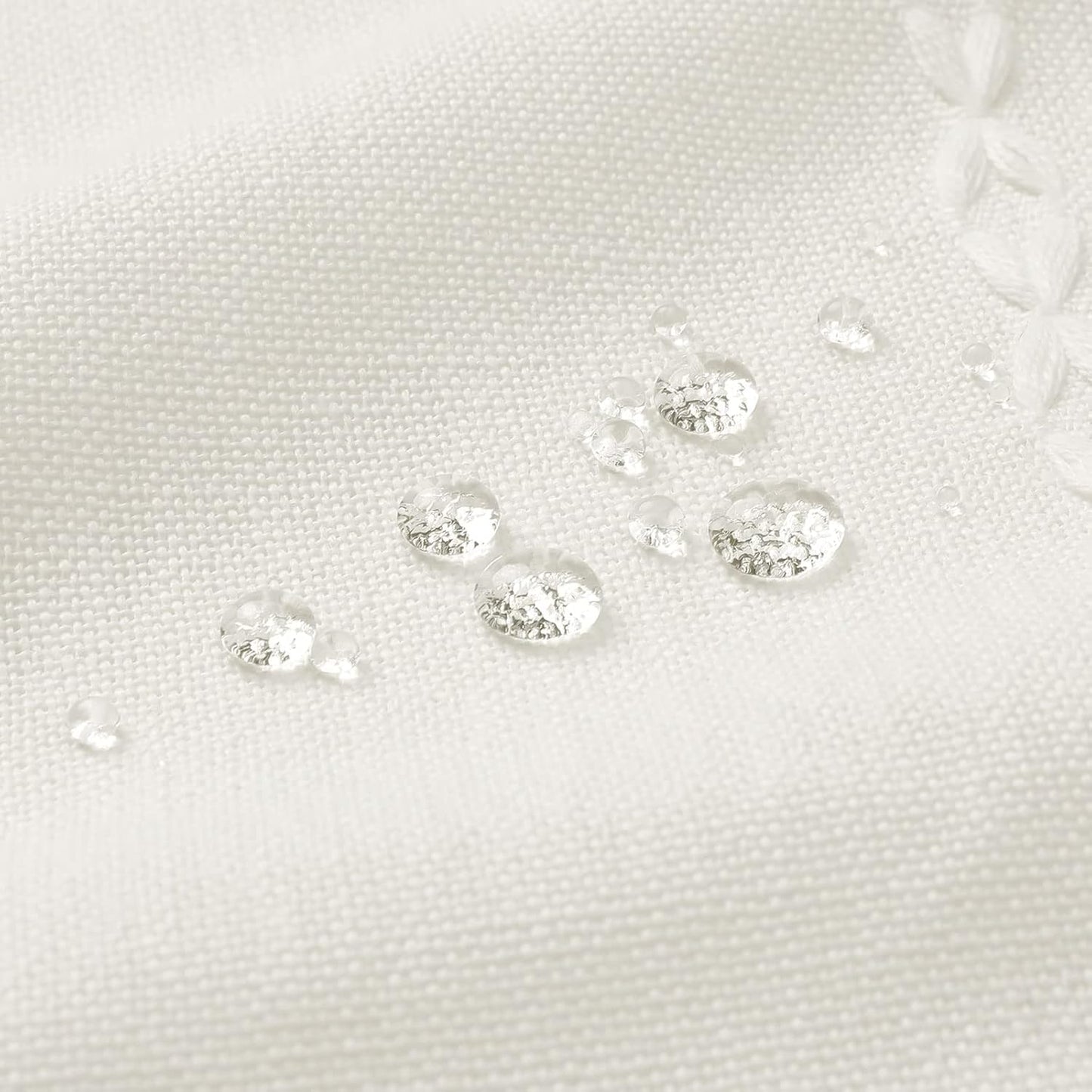 MitoVilla Boho Small Stall Fabric Shower Curtain 36 x 72, Ivory Half Size Narrow Polyester Linen Tassel Cloth Shower Curtains for Chic Modern Farmhouse Country Bathroom Decor