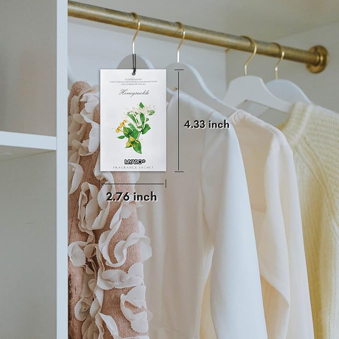 MYARO 12 Packs Honeysuckle Scented Sachets for Drawer and Closet, Long-Lasting Sachets Bags Air Freshener, Fresh Scents Potpourri Bags Home Fragrance for Lover