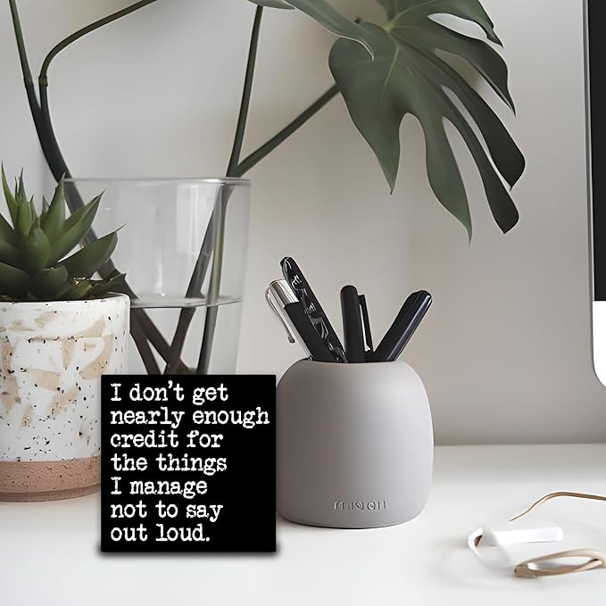 I Don't Get Nearly Enough Credit For The Things I Manage Not To Say Out Loud Wooden Block Plaque - Black Tabletop Sign Decor - 5"x5" Office Home Wood Block - Funny Desk Favors & Supplies - A20