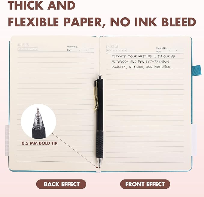 Aodaer 30 Set Lined Notebook Journals with Pens A5 Notebooks 100 GSM College Ruled Hardcover Notebook PU Leather Notepad with Pen Holder for Office School, 5.7 x 8.3 Inches, Deep Multicolor