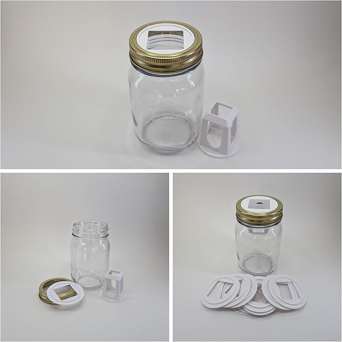 Grow Cubes Mason Jar Adapters for Kratky and DWC Gardening/Compatible with Gardyn (10 Mason Jar adapters)