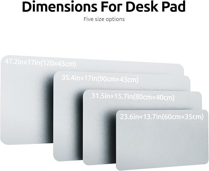 YSAGi Leather Desk Pad Protector, Office Desk Mat, Large Mouse Pad, Non-Slip PU Leather Desk Blotter, Laptop Desk Pad, Waterproof Desk Writing Pad for Office and Home (Silver, 35.4" x 17")