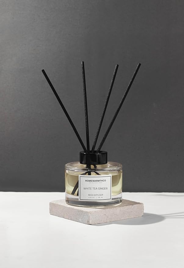 White Tea Reed Diffuser Set - Luxury Fragrance Stick Reed Diffusers for Home, Office & Bathroom Décor - Long-Lasting Scent Sticks Diffuser with Non-Toxic Oils (5.63 oz)