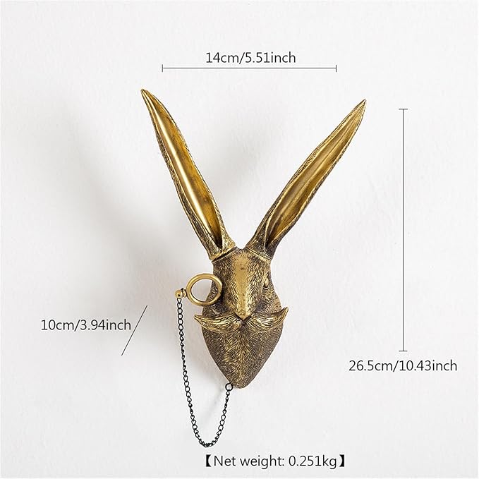 GUASDIE Animal Heads Wall Decor, Faux Deer & Rabbit Heads, Resin Animal Wall Hanging Decoration for Living Room, Bedroom & Kitchen Gift