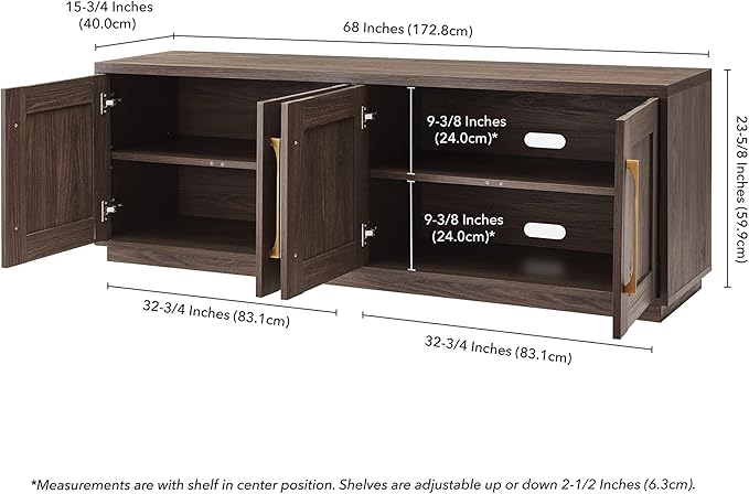 Henn&Hart Tillman Rectangular TV Stand for TV's up to 80" in Alder Brown