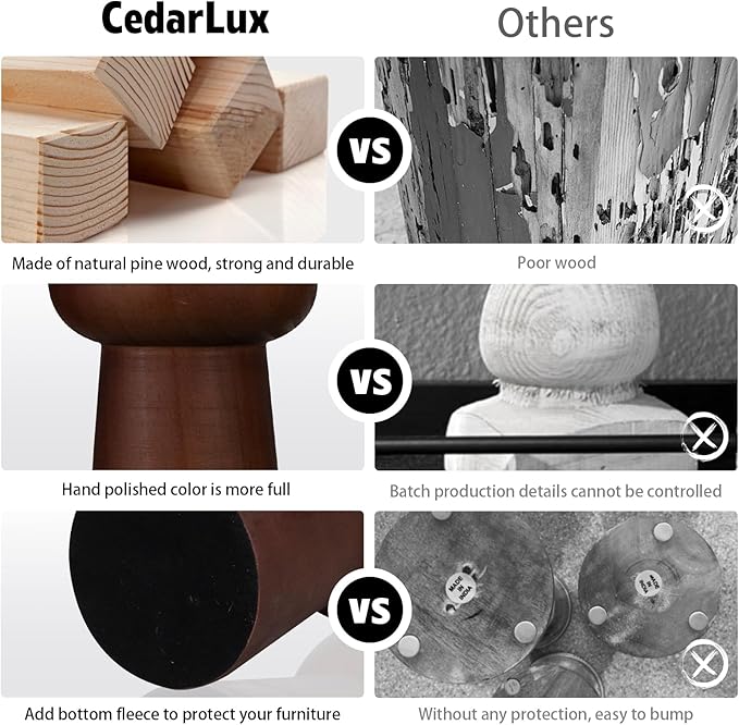 Pillar Candle Holders Set of 3， Wooden Candle Holders， Decorative Wood Candlestick Holders for Living Room, Table Centerpiece for Wedding, Christmas, Party, Home - 4", 6", 8"