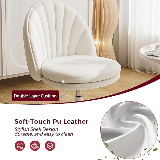 COMHOMA Vanity Chair with PU Leather, Small Tall Armless Chair with Back, Cute Candy Chair for Girls Gift Living Room/Makeup Room/Bedroom/Kitchen (Height Use: Adjustable from Desk to Bar Height)