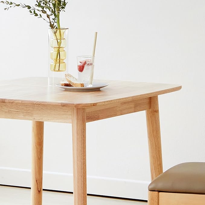 Livinia Aslan 29.5" Malaysian Oak Square Wooden Dining Table/Small Solid Wood Kitchen Desk (Natural Oak)