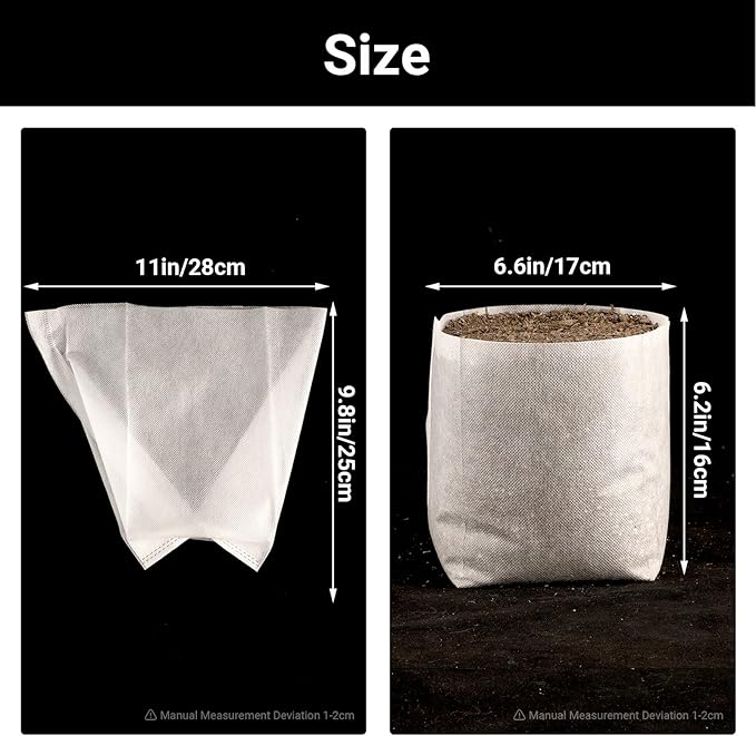 Plant Nursery Bags, 200 pcs 9.8 x 11 in Non-Woven Fabric Seedling Bags Plants Pouch, Plant Grow Bags for High Seedling Survival Planting Growing Flowers Fruit Tree Seed Starting