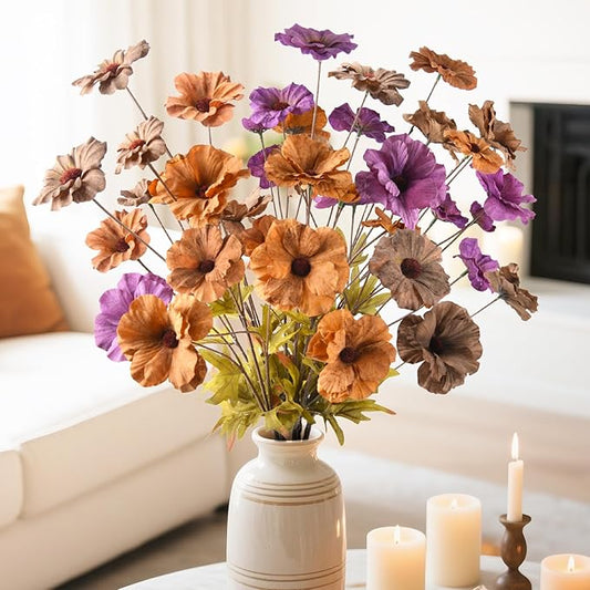 6PCS Artificial Fall Flowers Realistic Fake Flowers Bouquet Faux Autumn Flowers Arrangements for Centerpieces Table Decor Home Office Wedding Decorations