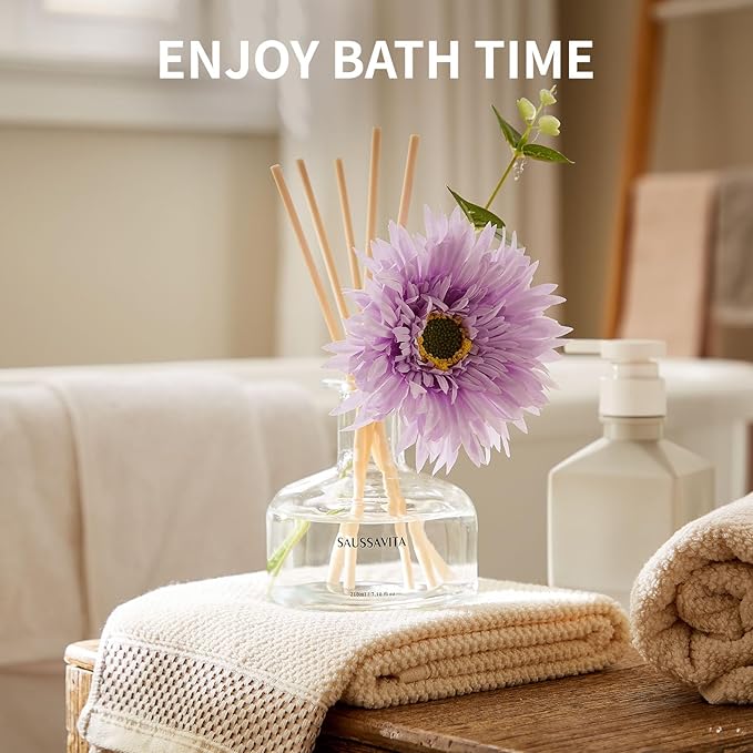 Reed Diffusers Set Lavender Scent with Transparent Bottle, 7.10 oz Diffusers for Home with 7 Diffuser Sticks, Reed Diffuser for 120 Days, Long Lasting Scent for Bedroom, Spa and Sleep Support