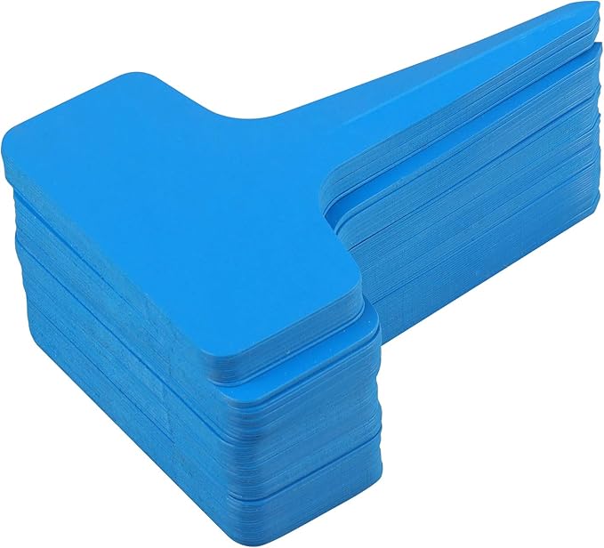 Blue Plant labels,100 Pcs 6 x10cm Plastic Plant T-Type Tags Nursery Garden Labels