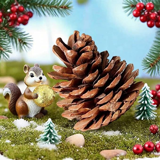 Qingbei Rina Bowl Fillers Vase Fillers, Natural Pinecones for Crafts,Medium Rustic Pine Cone Ornaments with Golden Balls&Berries, Holidays Farmhouse Home Decor