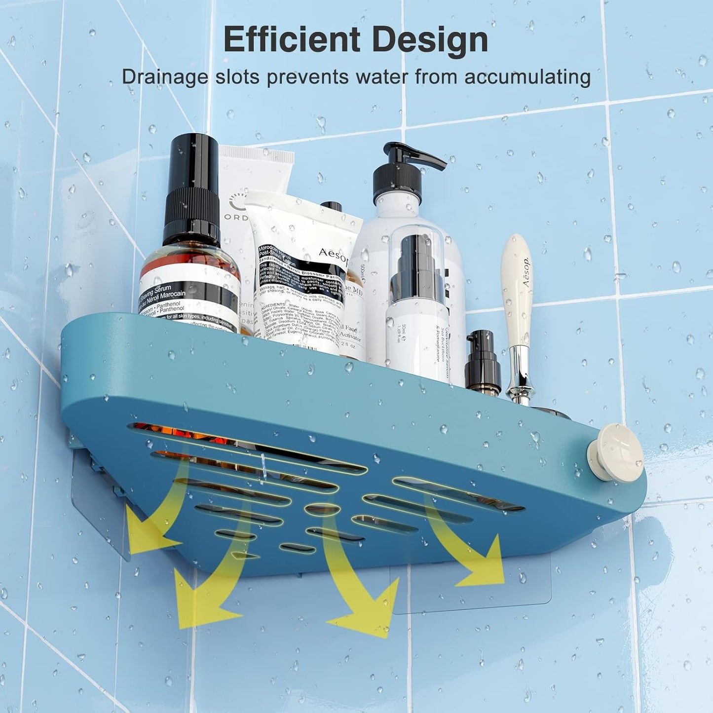 Sotfamily Shower Caddy Corner, 2 Pack Adhesive Corner Shower Shelves for Bathroom Organizers and Storage, Rust Free Plastic Rack for Bathroom Accessories & Decor, Light Blue