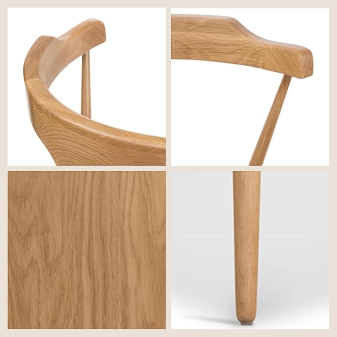 POLY & BARK Mid Century Modern Enzo Oak Dining Chair – Solid Oak Wood Splat Back Chair, 18" Seat Height, 32" Tall – Stylish MCM Kitchen & Dining Room Chair