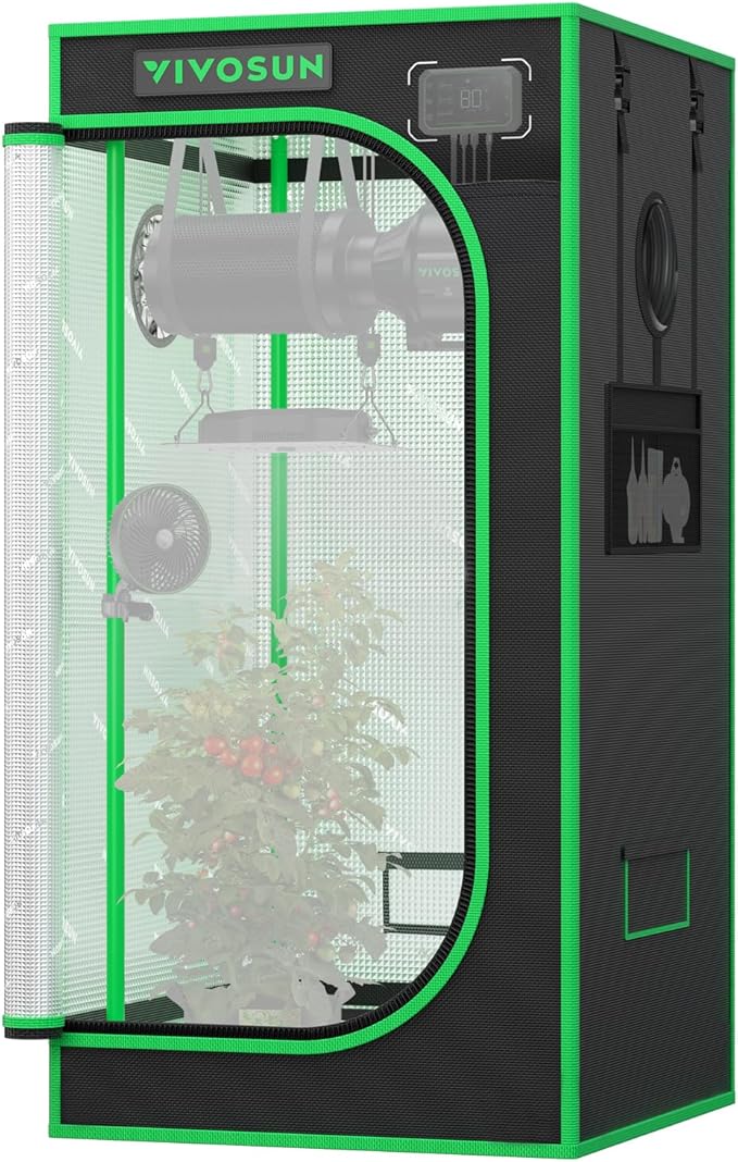 VIVOSUN P224 24"×24"×48" PRO Grow Tent, with Thick 1 inch Poles, Strengthened High Reflective Mylar Oxford Fabric & Extra Hanging Bars for Hydroponics Indoor Plant for AeroLight A100, No High CFM Kit