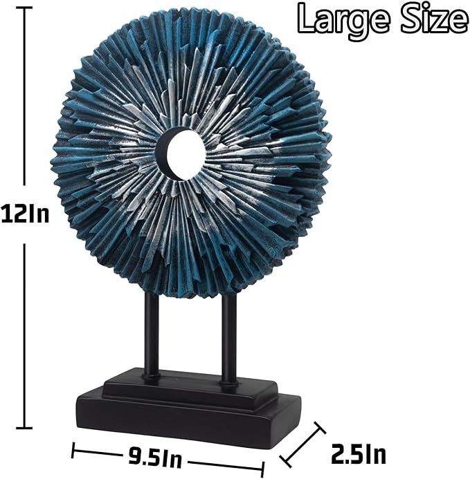 aboxoo Abstract Round Staute,Modern Decorative Home Decor,Office Desk Sculpture for Men,Creative Round Line Ornament for Bookshelf,Bedroom,Desktop,Dining Table(Blue)
