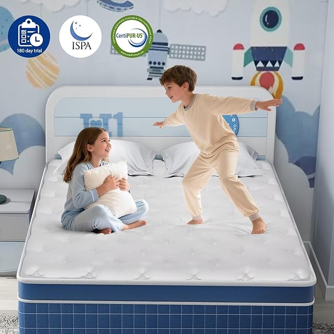 Twin Size Mattress in a Box 14 Inch Hybrid Mattress [Enhanced Stability], Medium Firm Feel with Memory Foam and Pocket Springs, Reinforced Edge Support
