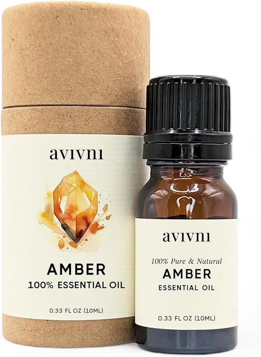 Amber Essential Oil - 100% Pure & Natural, Organic, Undiluted for Aromatherapy, Skin, Hair, Diffuser (0.33oz - 10ml)…