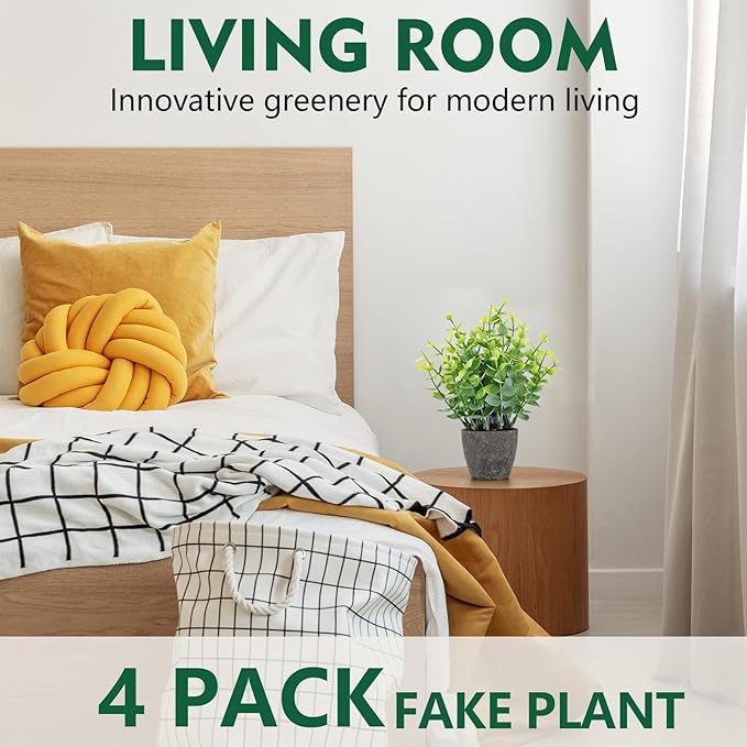 2 Pack Fake Plants Ceramic Mini Artificial Greenery Potted Plants for Home Decor Office Decor Room Decor Farmhouse Decor Indoor Table Bathroom Decor