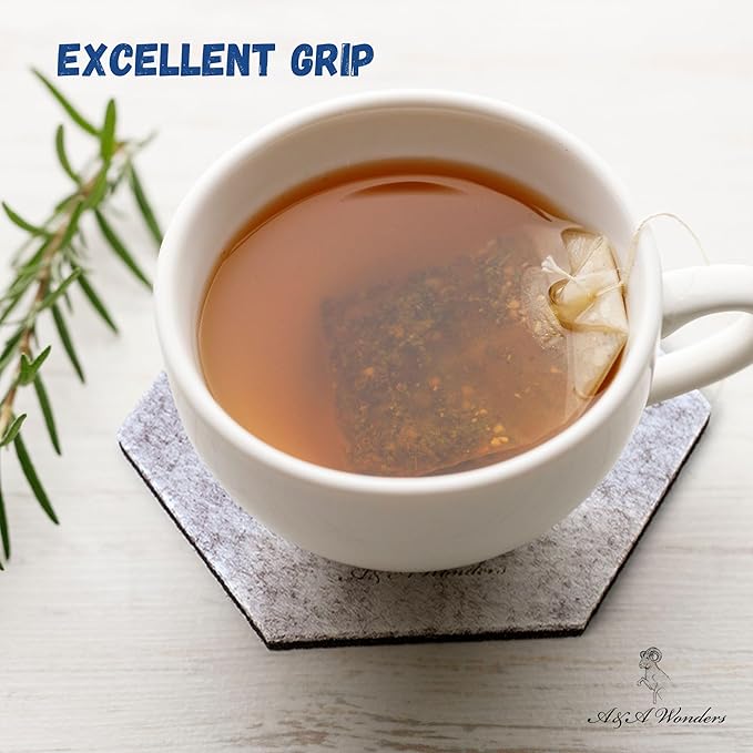 A&A Wonders Premium Felt Coasters for Drink, Two-Tone Reversible, Absorbent Felt Protects Furniture, Table, Anti Slip, Suitable for Drinks & All Table Types (Light Gray/Dark Gray, Hexagon 18 Pack)